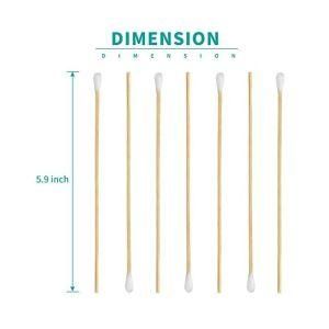 OEM 15cm Disposable Applicator 6 Inch Single Tip Birch Wooden Medical Cotton Swab