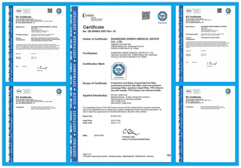 with Logo Printing Surgical Supplies Materials Zhenfu Bacteria Hme Filter