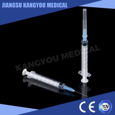 Medical Products Disposable Plastic Luer Lock Slip 3-Part Sterile Vaccination Syringe with Needle with CE, ISO