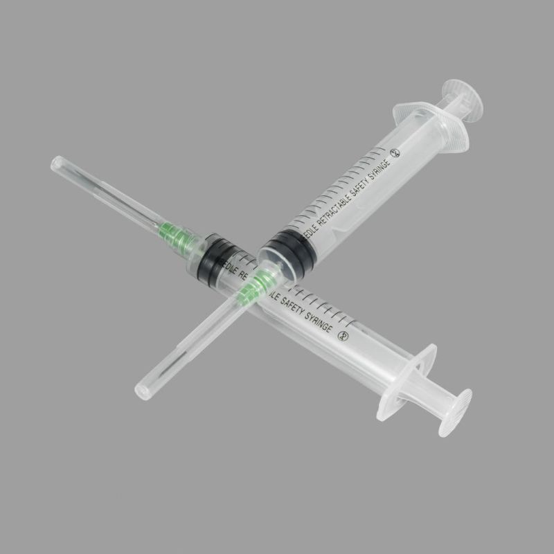CE/FDA Approved Manual Retractable Safety Syringe 1/3/510ml for Hypodermic Injection