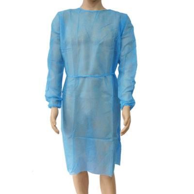Level One Blue PP Non Woven Dustproof Disposable Isolation Gowns with Elastic Cuffs
