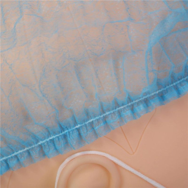 High Quality Custom Fitted Cap with Logo Disposable Mob Cap Nonwoven Hair Nets Cap Nurses Bouffant Medical Clip Caps Manufacturer Supplier