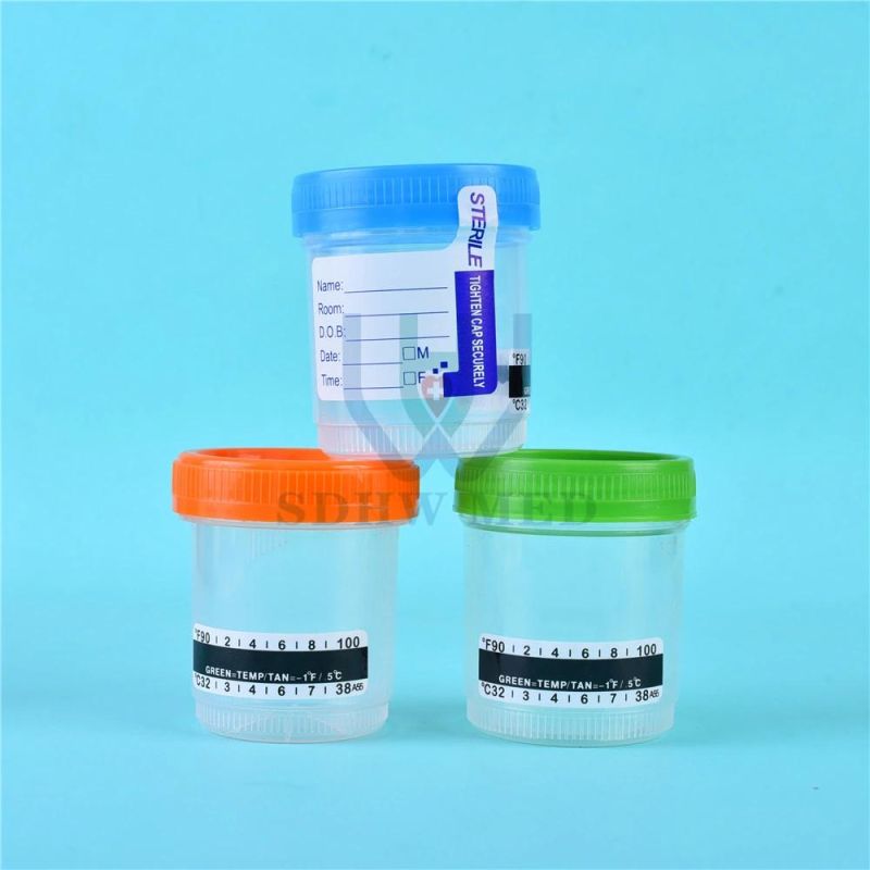 Disposable Medical 40ml 60ml Red Lid PP Urine Container/Hospital Stool Container