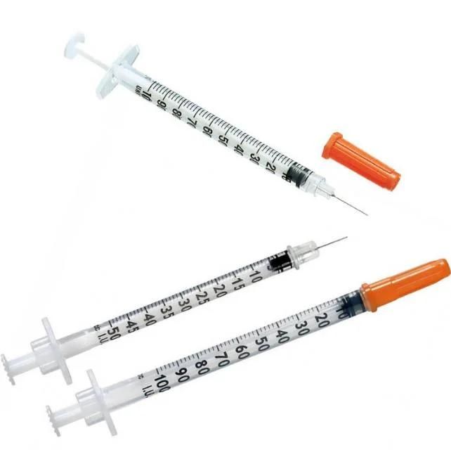 Sterile Disposable Insulin Medical Syringe with Fixed Needle Luer Slip Tip