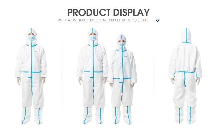 Disposable Microporous Film Protective Clothing Coverall Disposable Suit with Elastic Wrists, Ankles and Hood