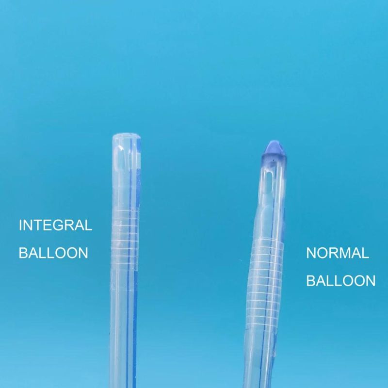 Open Tipped Suprapubic Use 2 Way Integrated Flat Balloon Silicone Urinary Catheter with Unibal Integral Balloon Technology Transparent