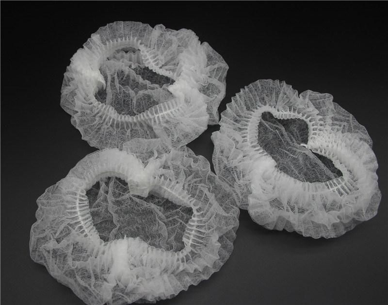 Disposable White & Blue Stripe Mob Mop Caps Hairnets