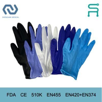 Powder Free Disposable Nitrile Examination Gloves with En455 510K