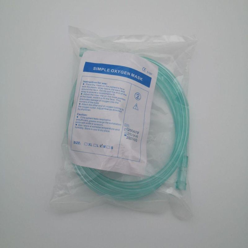 Adult Standard Disposable Medical PVC Adjustable Venturi Oxygen Mask with Tubing and Adjustable Nose Clip