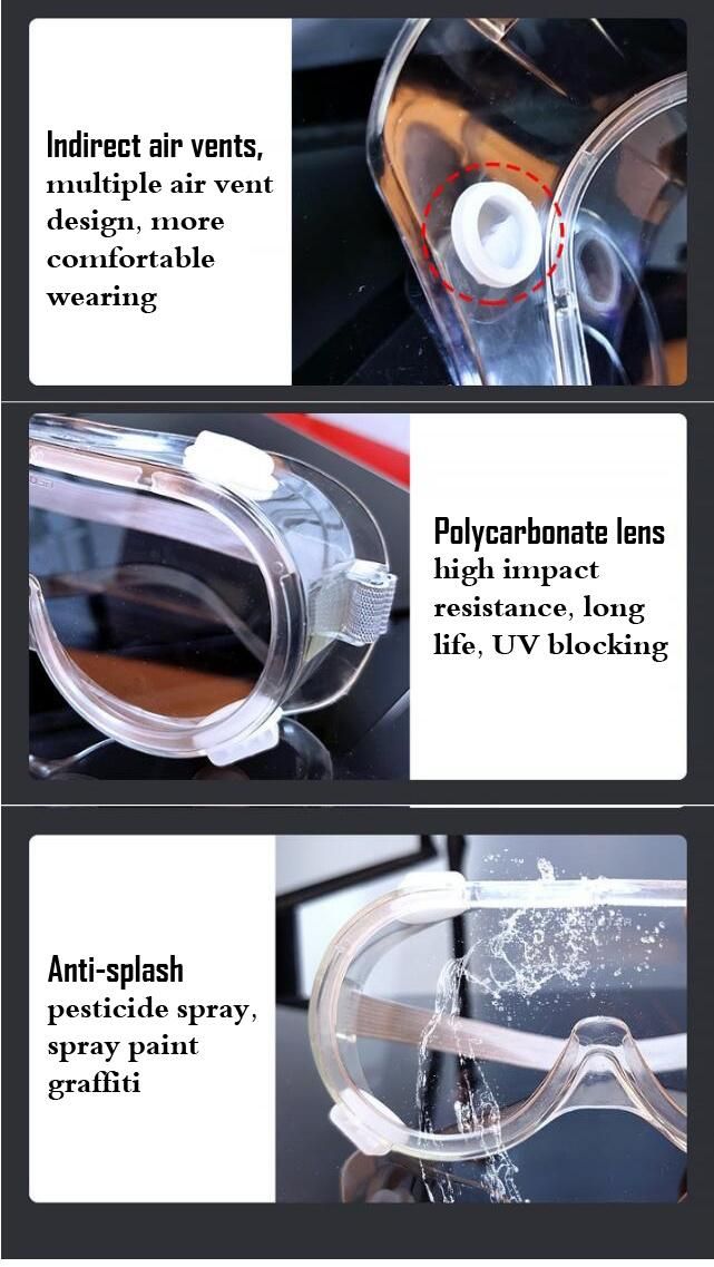 3m Genuine Authorized Protective Glasses Transparent Chemical Splash Goggles, Goggles Protective FDA and Ce Medical Plastic Facial Cover