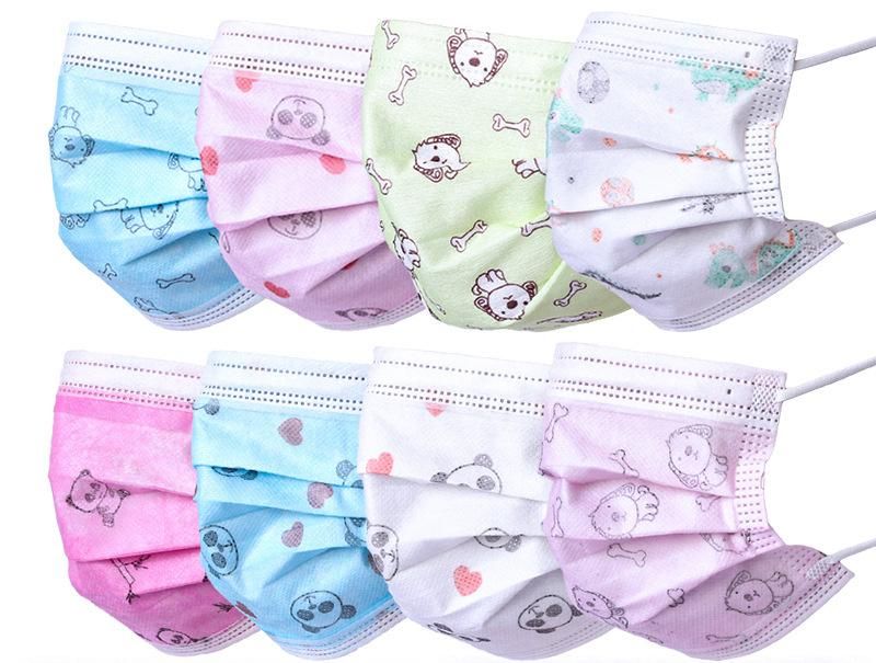Cute Adorable Cartoon Design Anti Dusk Virus Disposable High Filtration Kid Mask for Children From Factory Bfe Pfe 99%