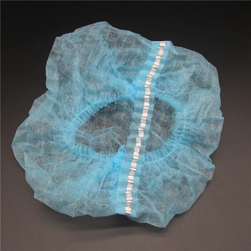 Disposable White & Blue Stripe Mob Mop Caps Hairnets
