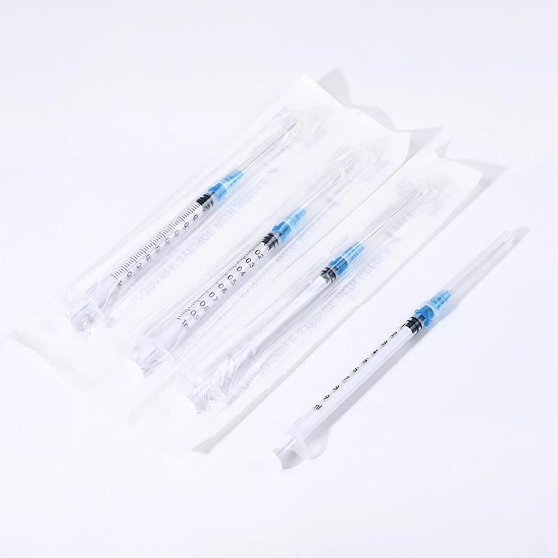 Disposable Medical Luer Slip 1ml Injection Syringe with Needle