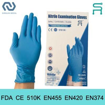 CE En455 Nitrile Examination Gloves for Hospital Chemical Use