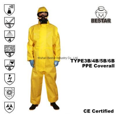 Disposable Type 3b/4b/5b/6b Medical Biological Virus Protection Yellow Coverall