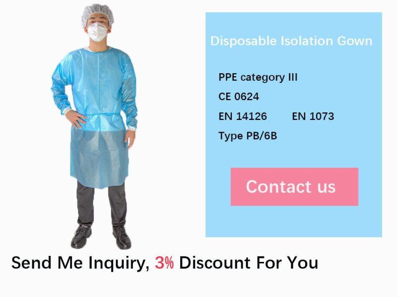 Factory Supply Waterproof Long Sleeve Garment Disposable Isolation Gowns