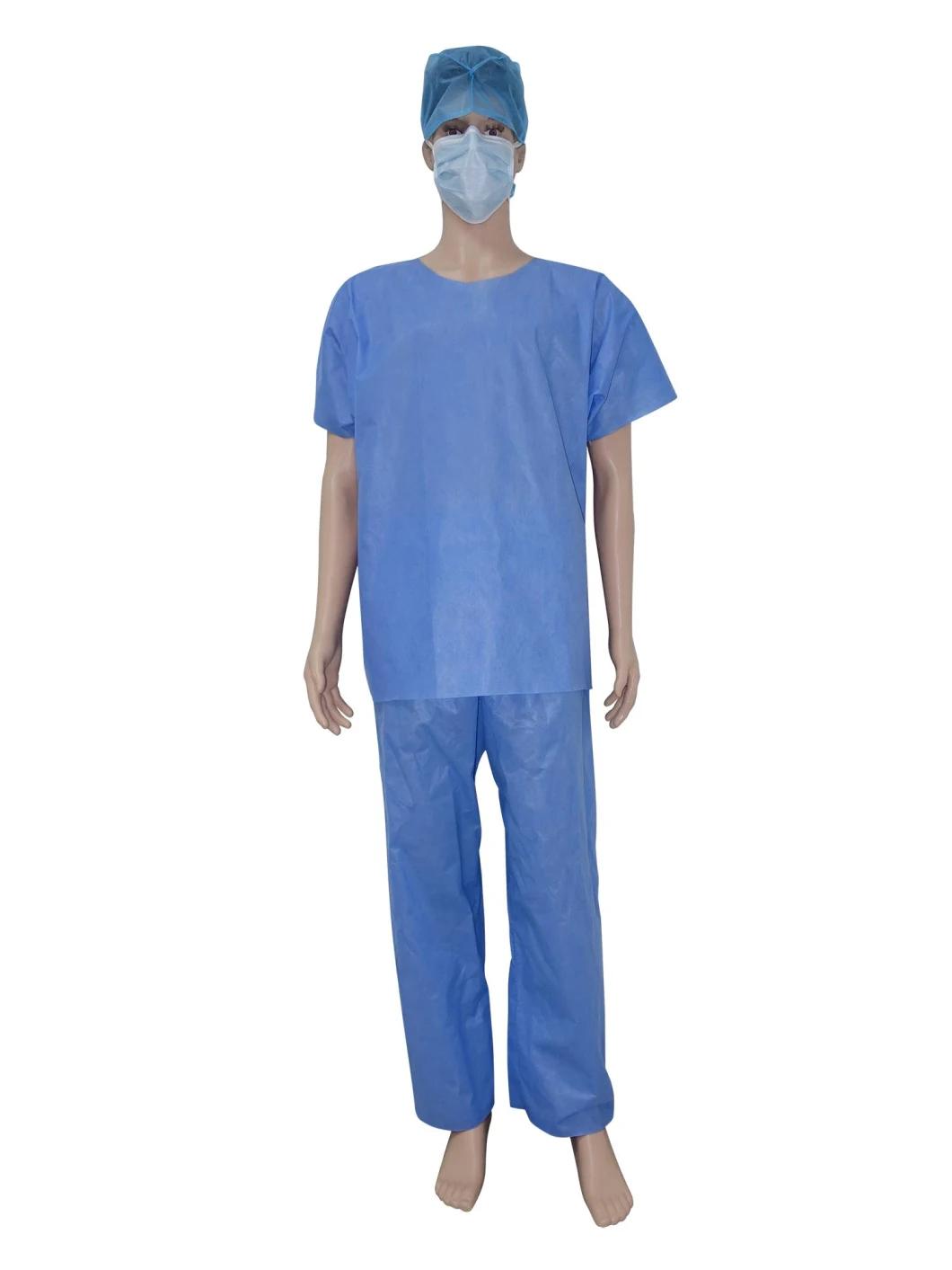 Medical Non Sterile SMS Disposable Scrub Suit Hospital Scrubs Uniform for Doctors Non Woven Scrub Shirts and Pants