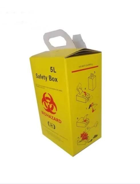 5L Corrugated Paper Sharp Container Disposable Biohazard Collection Medical Waste Safety Boxes for Used Syringe