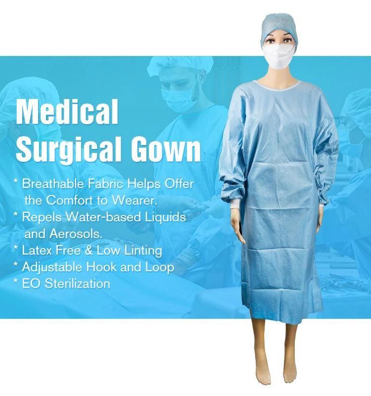 High Quality AAMI Level 3 Surgeon Gown Surgical Medical Doctor Gowns Sterile Spun Lace Surgical Gown for Hospital