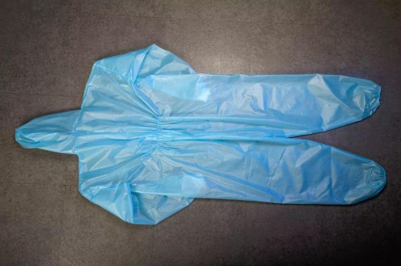 Disposable One-Piece Medical Isolation Coverall, 35 Grams of PP+PE Non-Woven Fabric