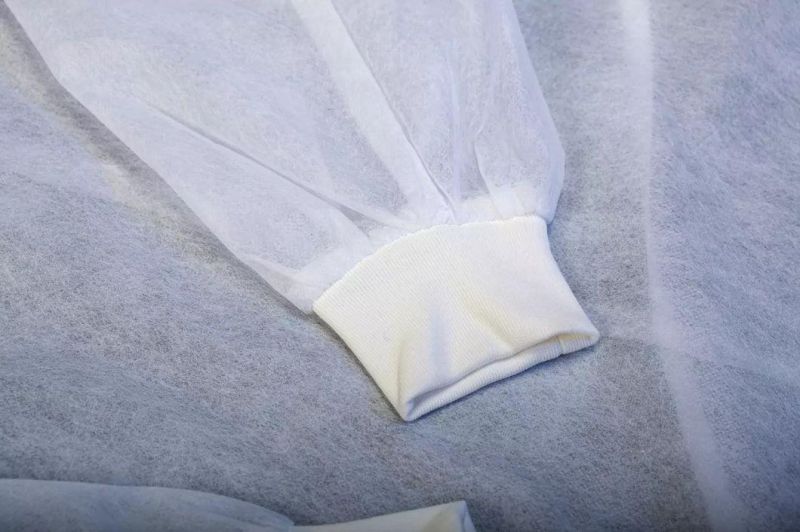 Disposable Medical Isolation Gown Low Price White PP Non-Woven Fabric 35g