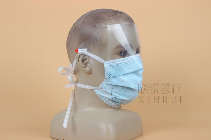 3-Ply Non-Woven Medical Face Mask with Shield Visor Tie-on Bands