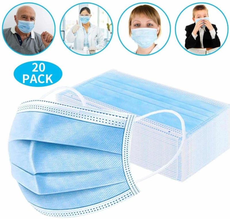 CE Medical Surgical Hospital Nonwoven Disposable Protective Civil Face Mask 3ply with Earloop Type Iir En14683