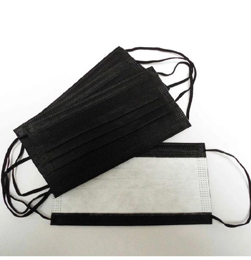 3 Ply Disposable Medical Anti Splash Dust Pm2.5 Virus FDA 510K CE En149 En14683 Approved Earloop Double Nose Clip Black Color Face Mask