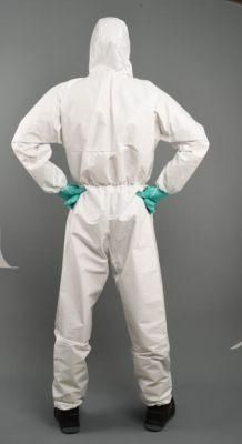 Non Sterilization Disposable White Spunbond and Film Coverall with Logo Printing