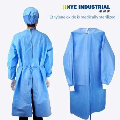 Disposable Surgicalgowns Waterproof Surgicaldress Surgicalclothes SMS Medicaldisposable Blue CE Class I Elastic Cuff