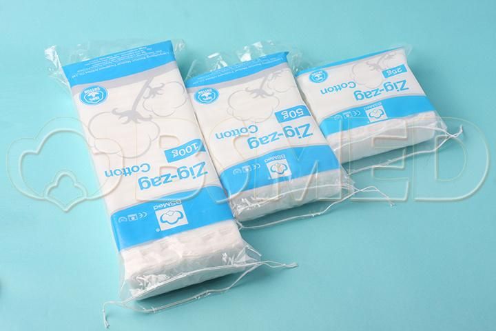 First Aid Surgical Absorbent Medical Zig-Zag Cotton with Ce/FDA/ISO13485