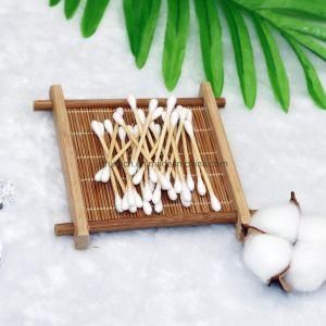 3&quot; Bamboo Cotton Buds Dual End Sticker with Cotton for Cosmetics