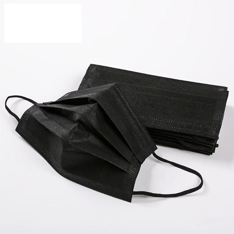 3 Ply 50 Pack Non Woven Sterile Anti Bacterial Dental Protective Medical Disposable Earloop Black Surgical Mask