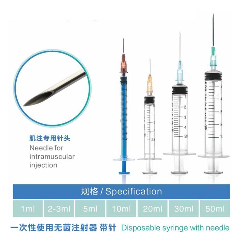 Disposable Syringe 1/3/5/10/20/30/60ml for Hypodermic Injection with CE/FDA Certificate