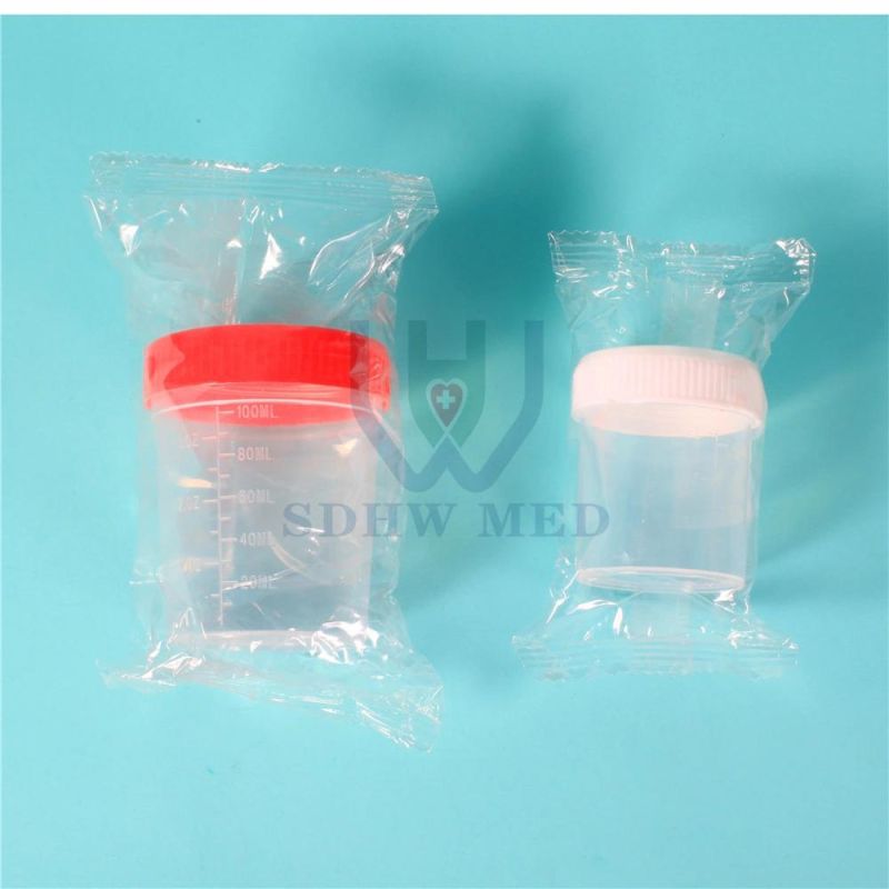 Disposable Plastic Specimen Cup Urine Collector Stool Container with Spoon 30ml