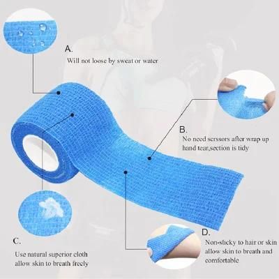 TUV Rheinland CE FDA Certified Non-Woven Sports Elastic Cohesive Wrap Bandage