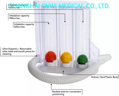 Medical Equipment 3 Color Balls Lung Breathing Exerciser Incentive Spirometer