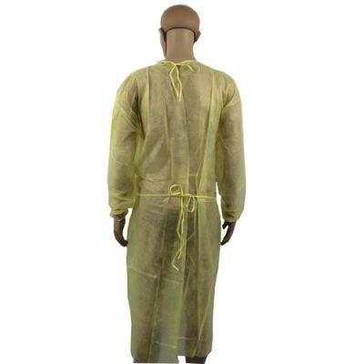 Yellow PP Non Woven Safety Gown Batas Desechables Isolation Gown