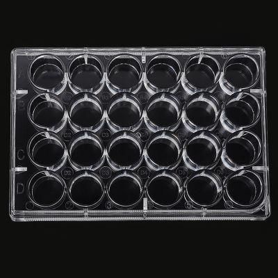 Lab Disposable Polystyrene 24 Well Cell Culture Plates Flat Bottom Transparent