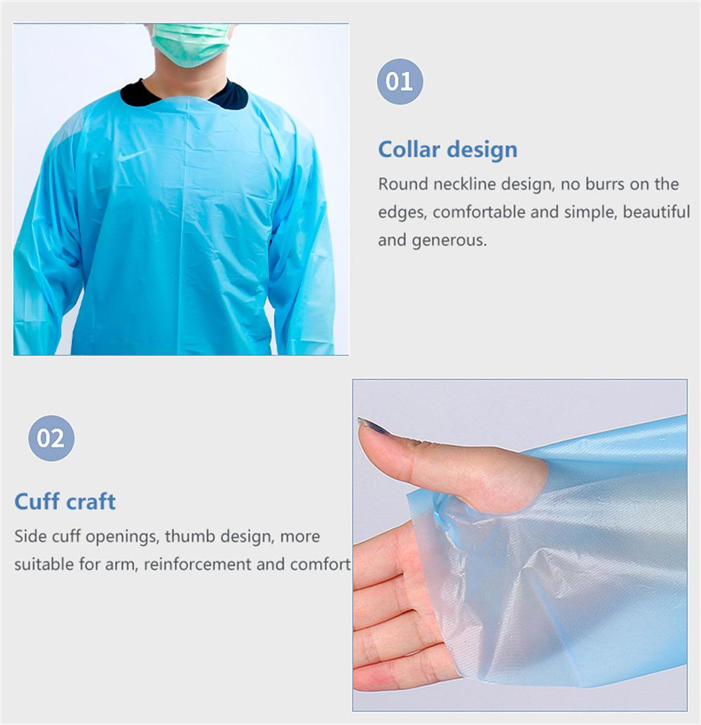 Plastic Surgicalwaterproof Isolation Gown CPE Apron with Sleeves