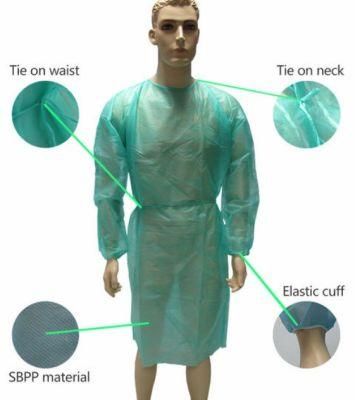 Isolation Insulation Non Woven Impervious Waterproof AAMI Protective Disposable Long Sleeve PP Gown