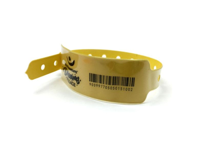 Goju Adult Waterproof Wide Shape PVC Events Wristbands with Barcode