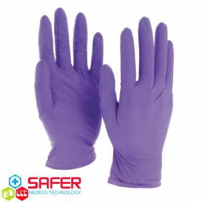 Wholsale Powder Free Disposable Purple Fingers Textured Nitrile Gloves