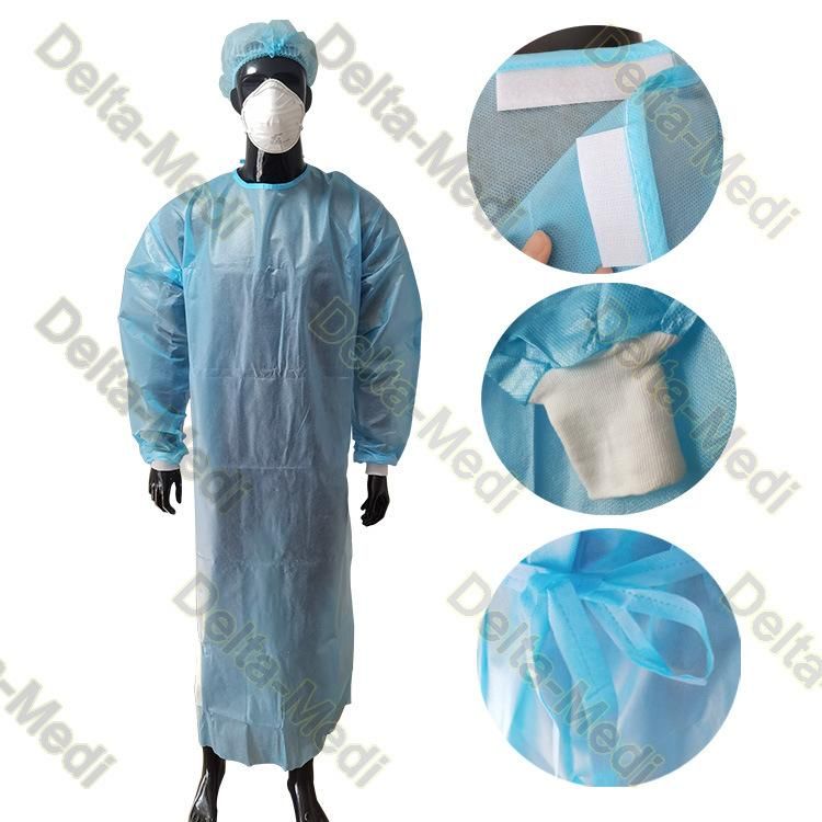 AAMI Level 2 Level 3 PP Coated PE Film Disposable Isolation Gown
