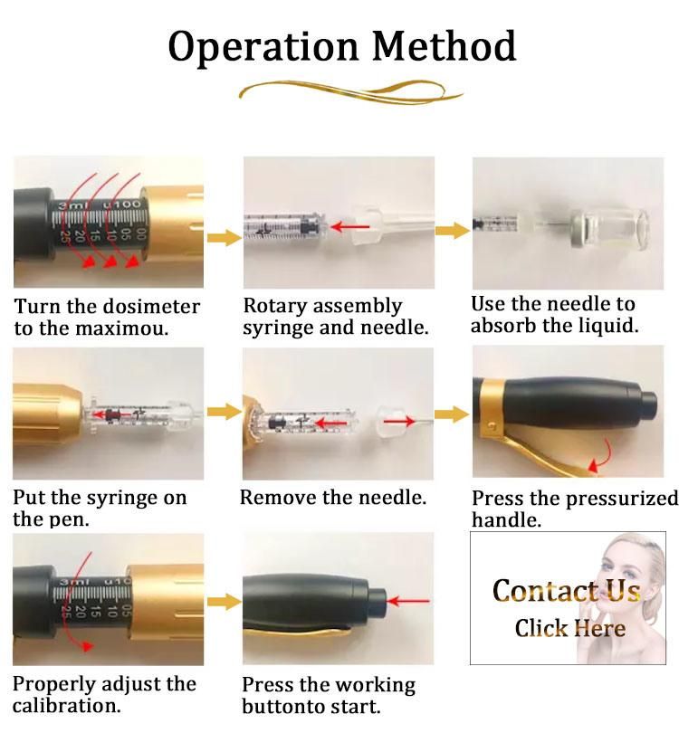 Top Quality Needle Free Hyaluron Injection Pen with Ampoules and Adapters