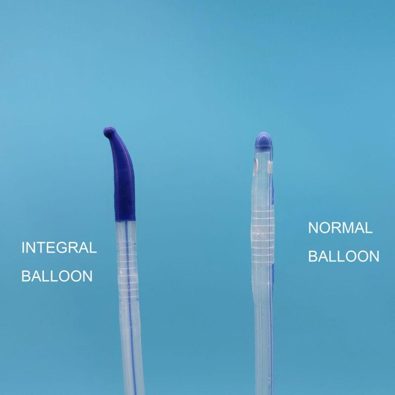Integrated Flat Balloon Silicone Urinary Catheter with Tiemann Tip, Round Tip, Open Tip, 2 Way, 3 Way Uretheral or Suprapubic Use China Manufacture