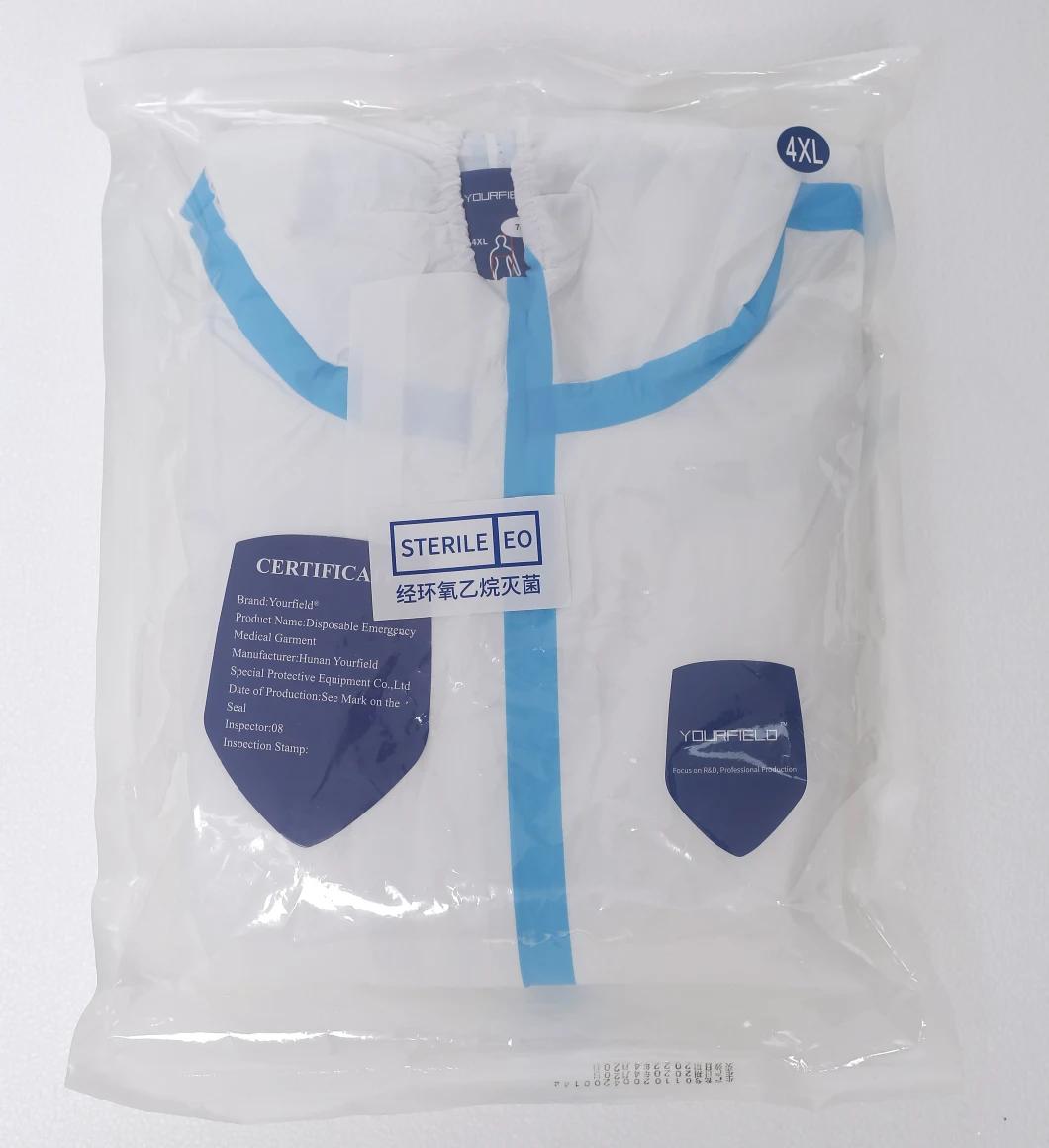 75GSM Sterile Emergency Disposable Protective Coveralls with Shoe Cover
