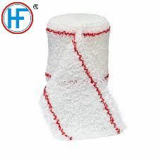 Disposable Medical Wound Dressing Red (Blue) Line Elastic Gauze Cotton Crepe Bandage Medical with OEM
