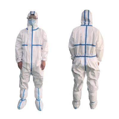 Disposable Protective Coverall En14126 Safety Clothing Waterproof Breathable PP PE Protective Suit