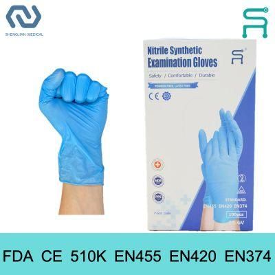 FDA CE Disposable Nitrile Blend Gloves 510K En455 Niteile Gloves